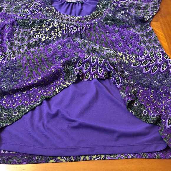 Apt.9 Design Sheer n Beaded Overlay Purple Blouse - Picture 5 of 8